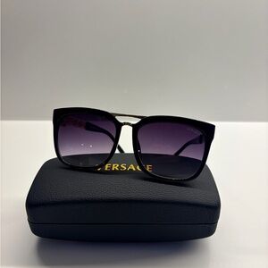 Versace Black Frame Sunglasses with Purple Gradient Lenses